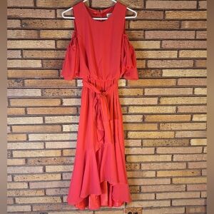 Eliza J Poppy Cold Shoulder Ruffle Hi-Low Dress Size 4